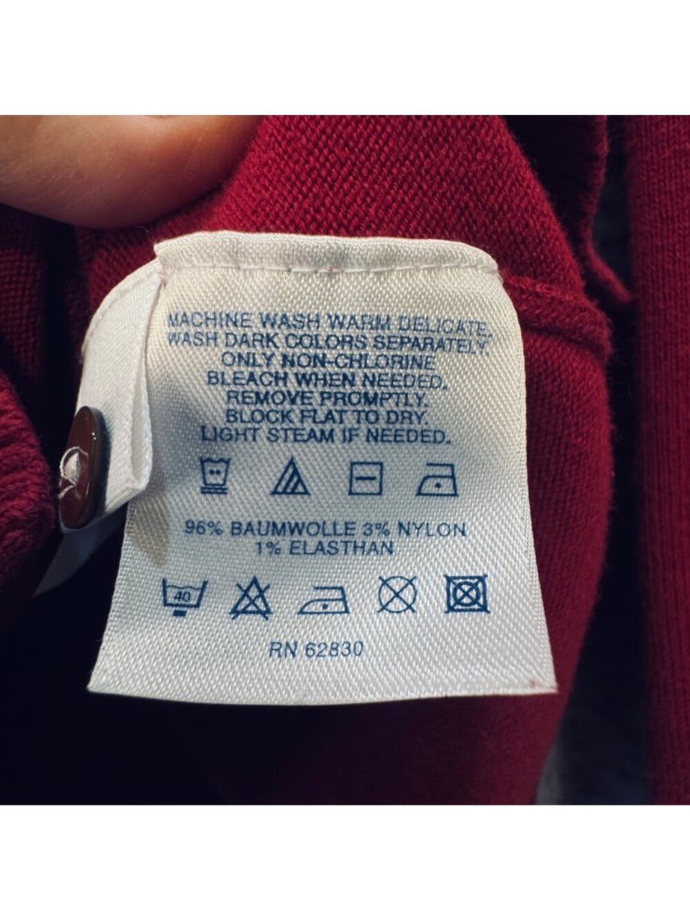 Vintage Lands End 1987 Drifter Cardigan Cotton Cranberry Size 10 Shell Buttons - Picture 8 of 16